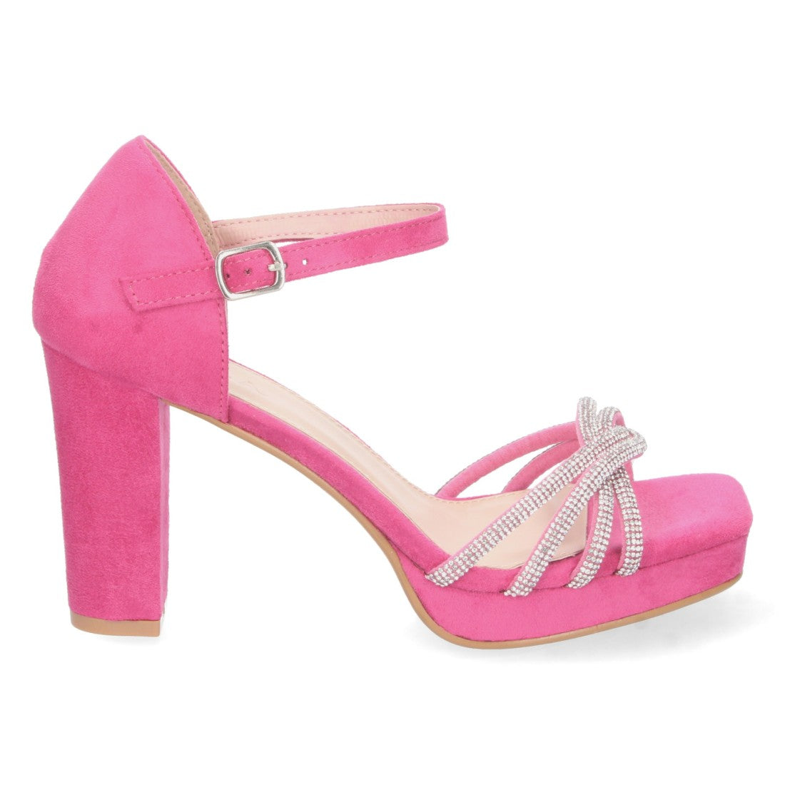 Fuchsia Sandaletten Absatz Riemen Spann Schnalle Bequem Party