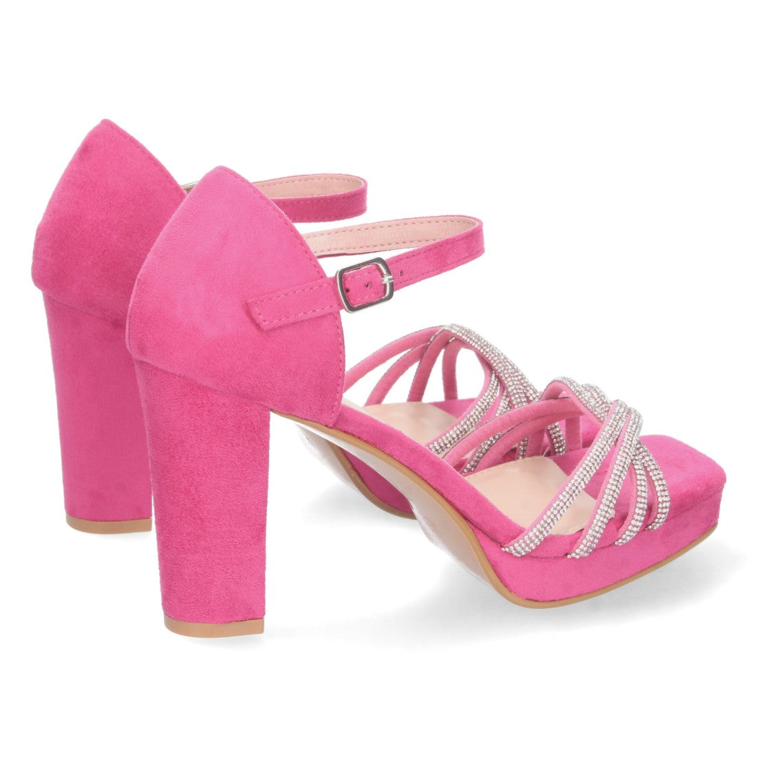 Fuchsia Sandaletten Absatz Riemen Spann Schnalle Bequem Party