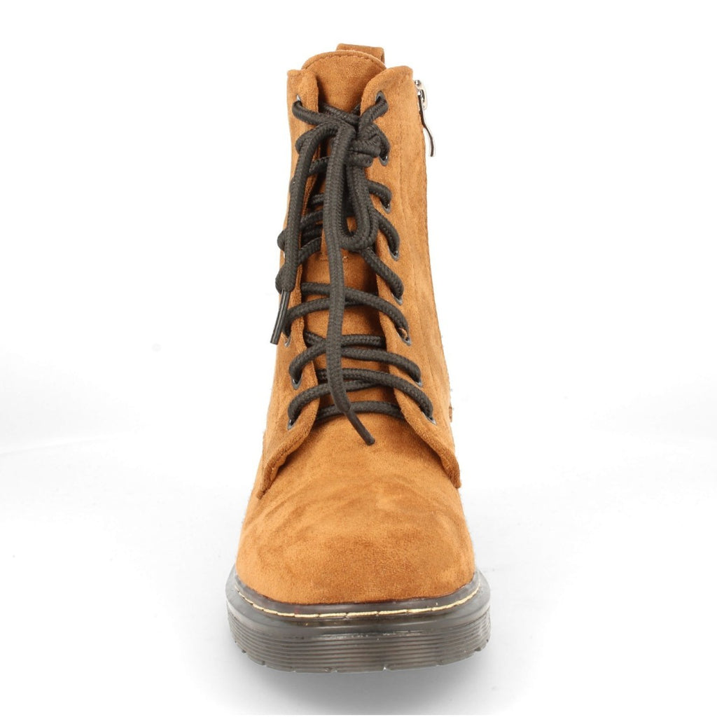 Militärstiefel Camel Absatz Reißverschluss