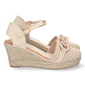 Sandalias Apricot Mujer Cuña Yute Detalle Cadena Pala Hebilla Elegantes