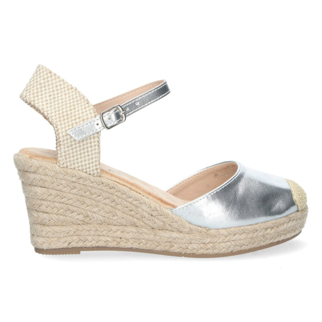 Sandalias Plateadas Mujer Cuña Yute Pala Cerrada Elegantes