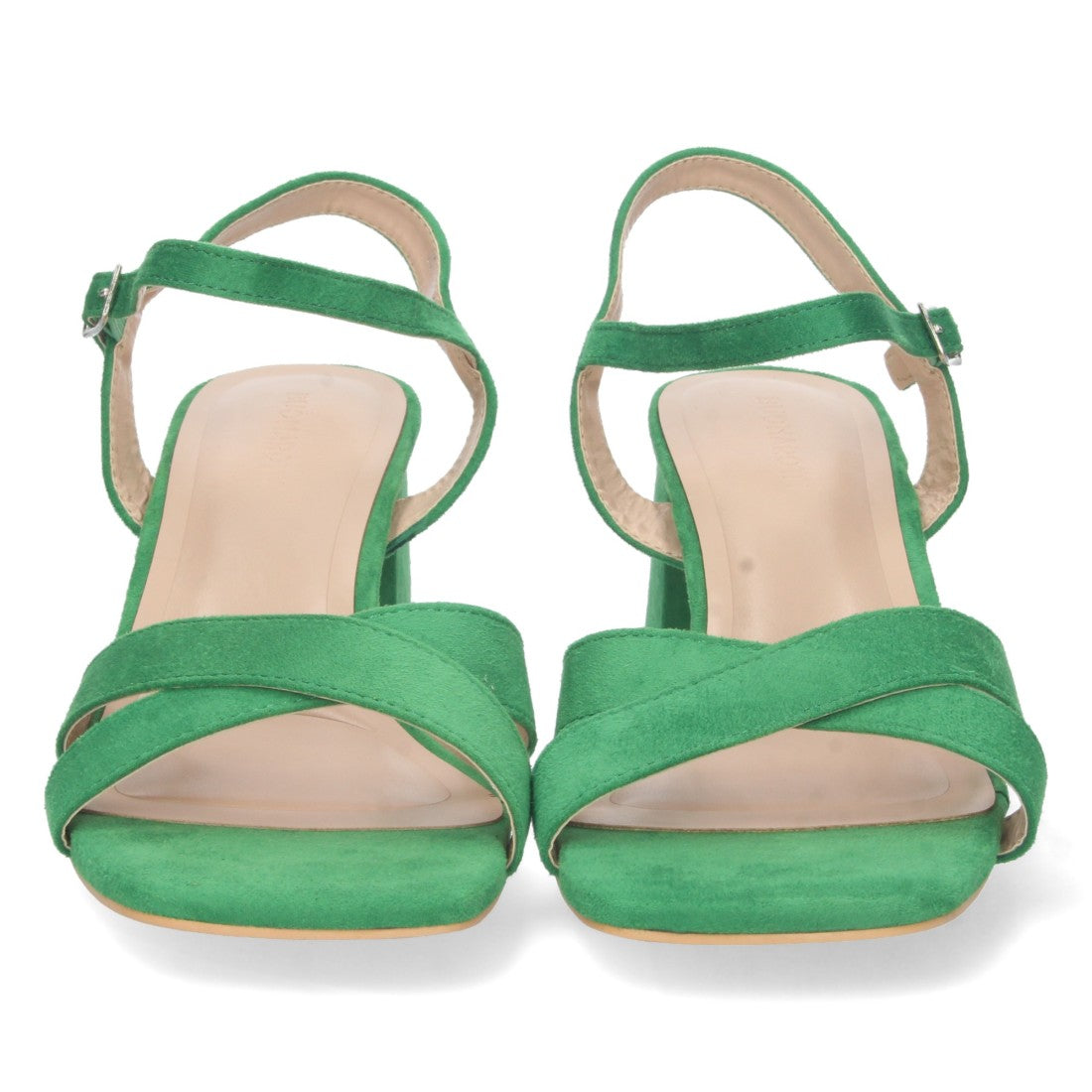 Sandalias Verdes de Tacón con Palas Cruzadas