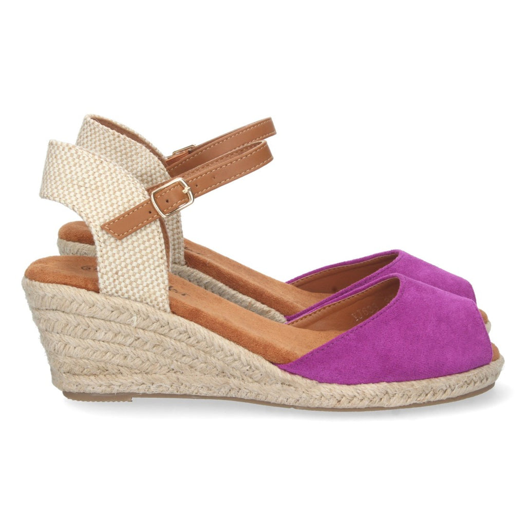 Sandalias Lila Mujer Cuña Yute Valenciana Pala Abierta