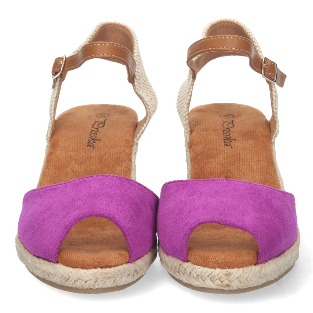 Sandalias Lila Mujer Cuña Yute Valenciana Pala Abierta