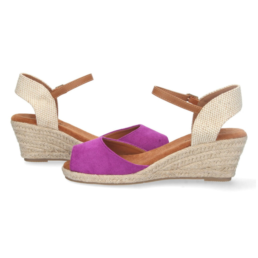 Sandalias Lila Mujer Cuña Yute Valenciana Pala Abierta
