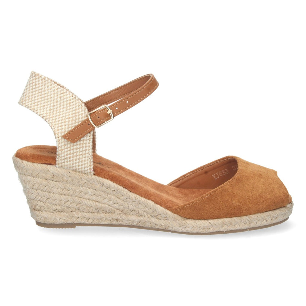Sandalias Camel Mujer Cuña Yute Valenciana Pala Abierta