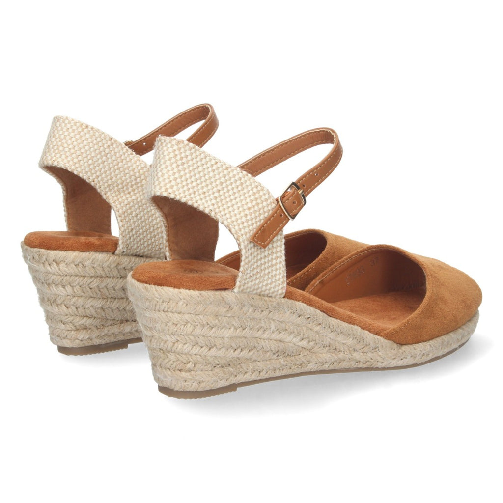 Sandalias Camel Mujer Cuña Yute Valenciana Pala Abierta