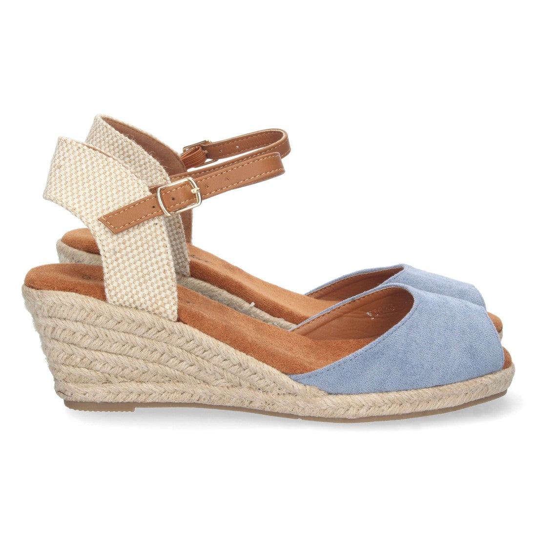Sandalias Azules Mujer Cuña Yute Valenciana Pala Abierta