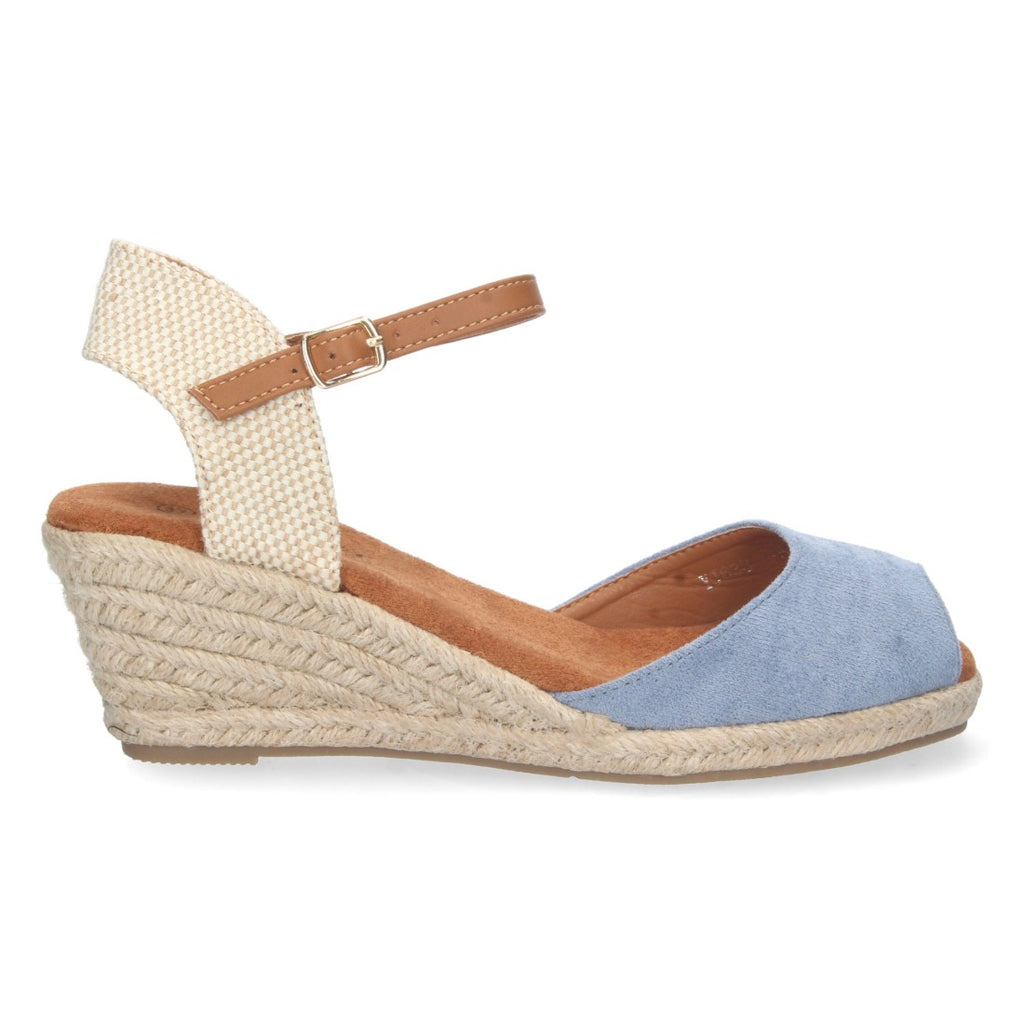Sandalias Azules Mujer Cuña Yute Valenciana Pala Abierta