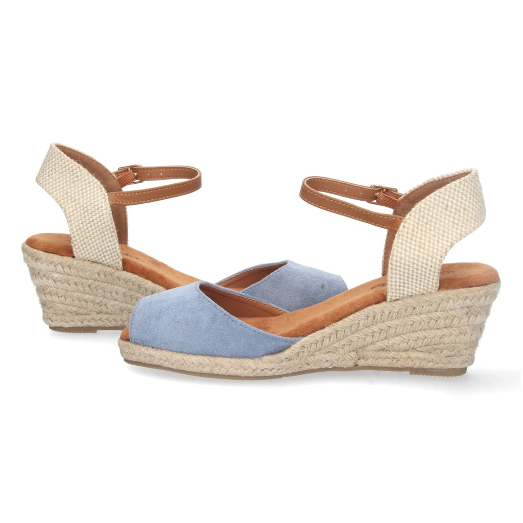 Sandalias Azules Mujer Cuña Yute Valenciana Pala Abierta