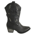 Botas Cowboy Negras con Tachuelas y Flores