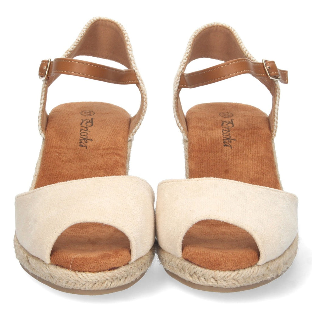 Sandalias Beige Mujer Cuña Yute Valenciana Pala Abierta