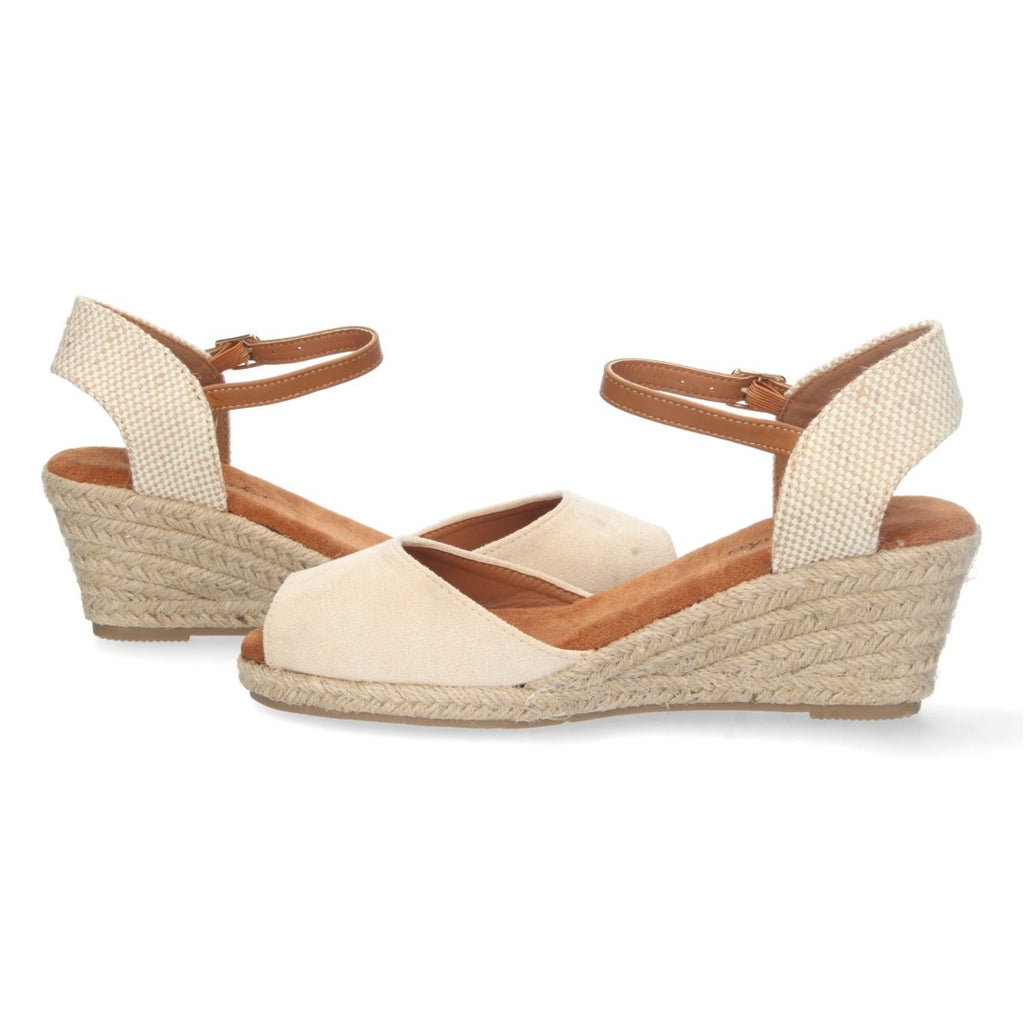 Sandalias Beige Mujer Cuña Yute Valenciana Pala Abierta