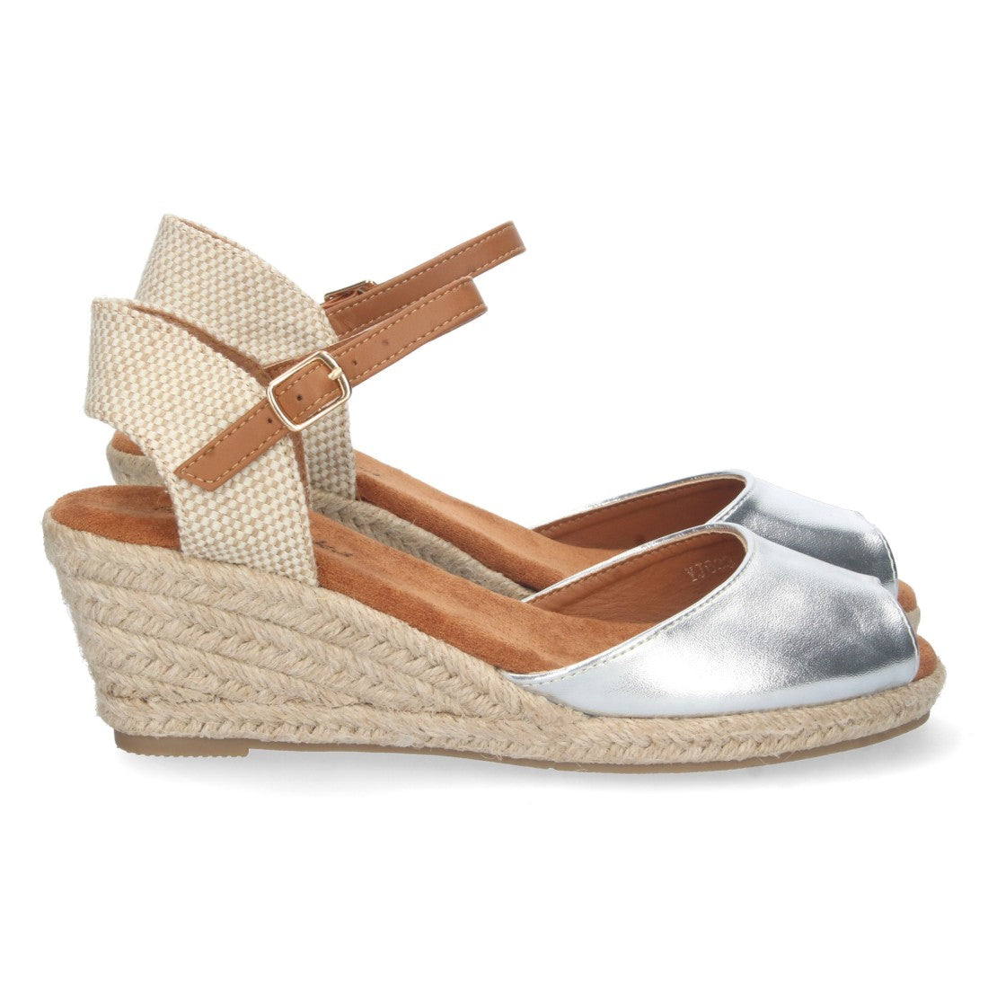 Sandalias Plateadas Mujer Cuña Yute Valenciana Pala Abierta