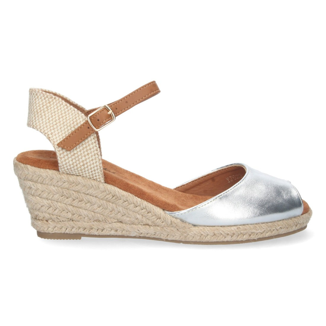 Sandalias Plateadas Mujer Cuña Yute Valenciana Pala Abierta