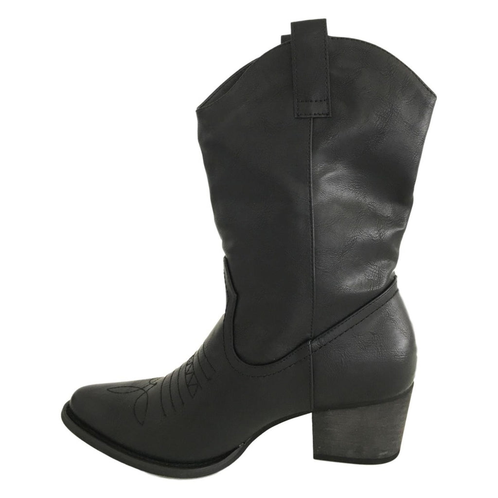 Botas Cowboy Negras con Tachuelas y Flores