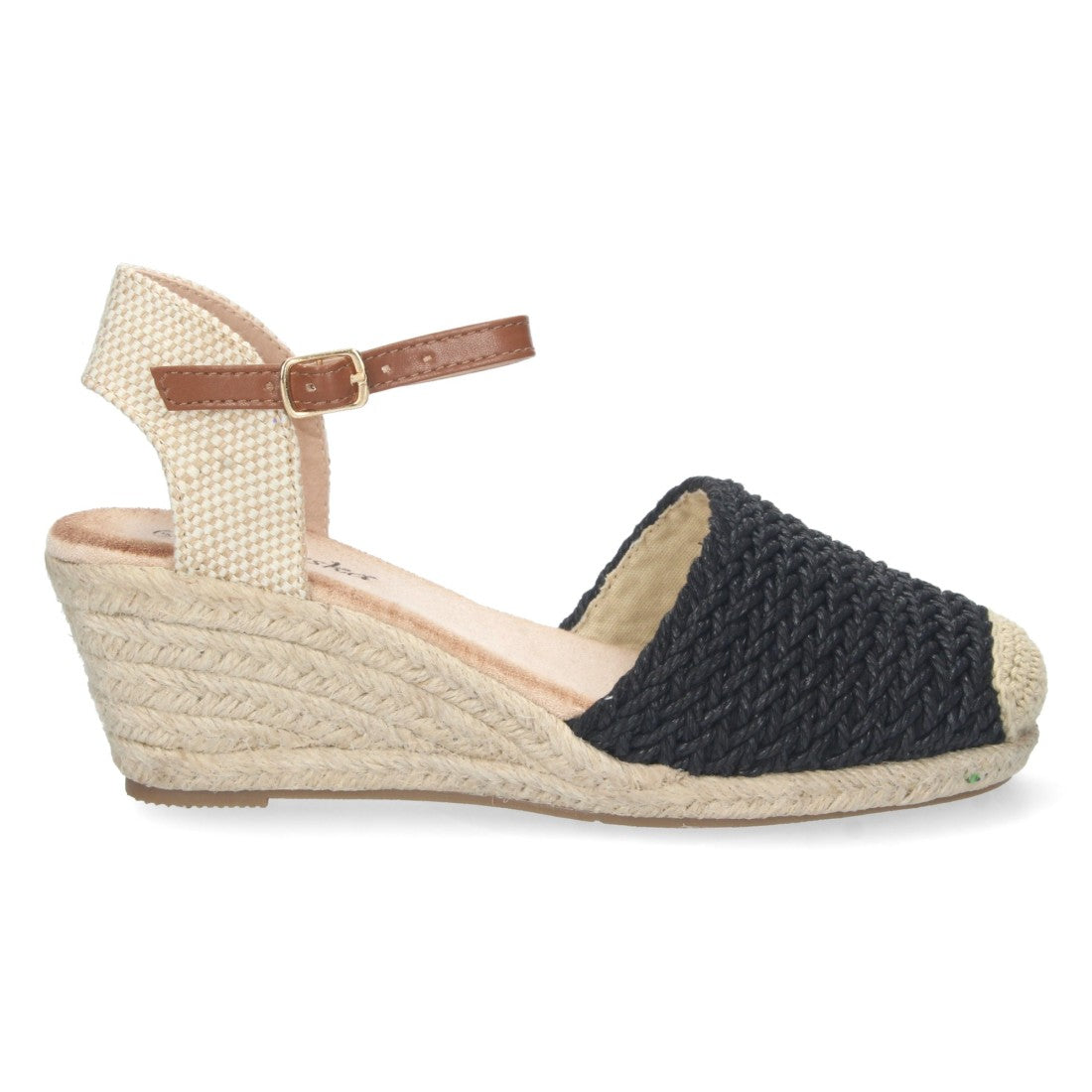 Sandalias Negras Mujer Cuña Yute Valenciana Rafia
