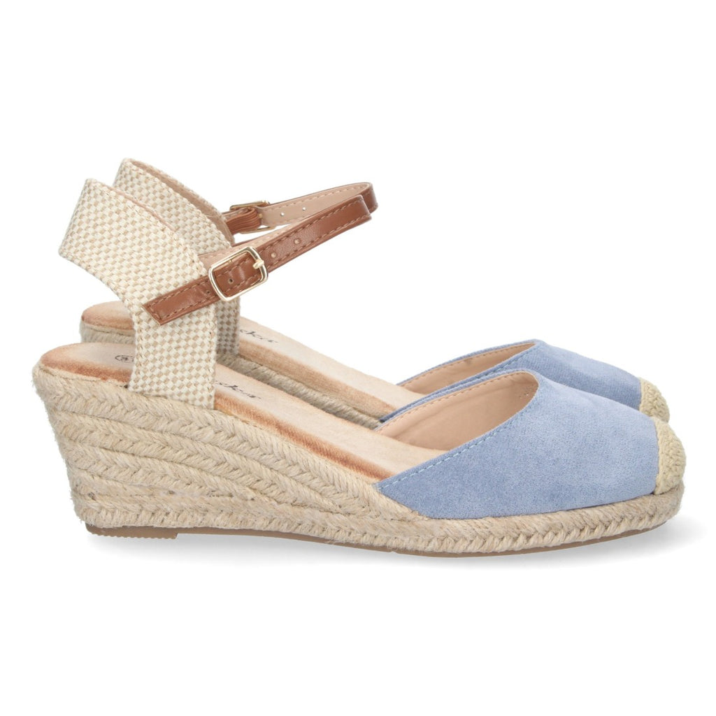 Sandalias Azules Mujer Cuña Yute Valenciana Pala Cerrada