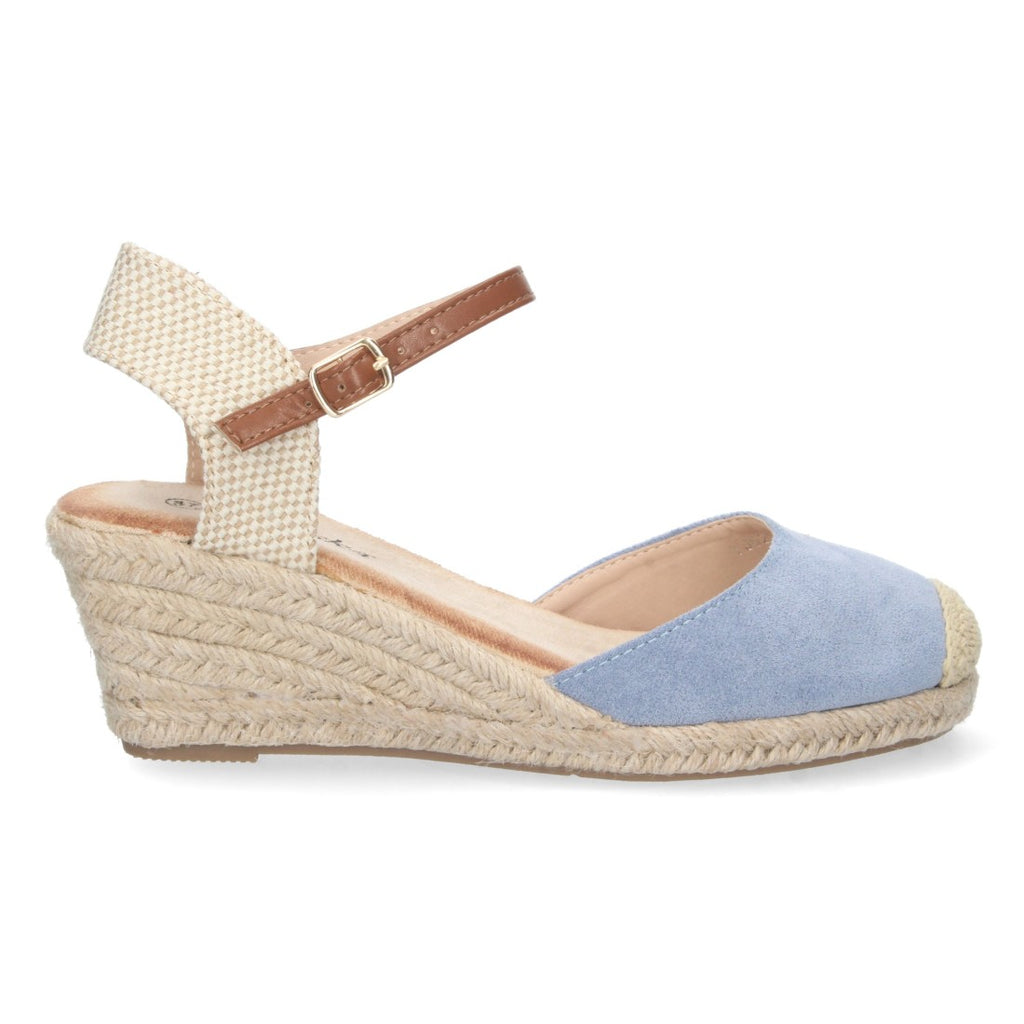 Sandalias Azules Mujer Cuña Yute Valenciana Pala Cerrada