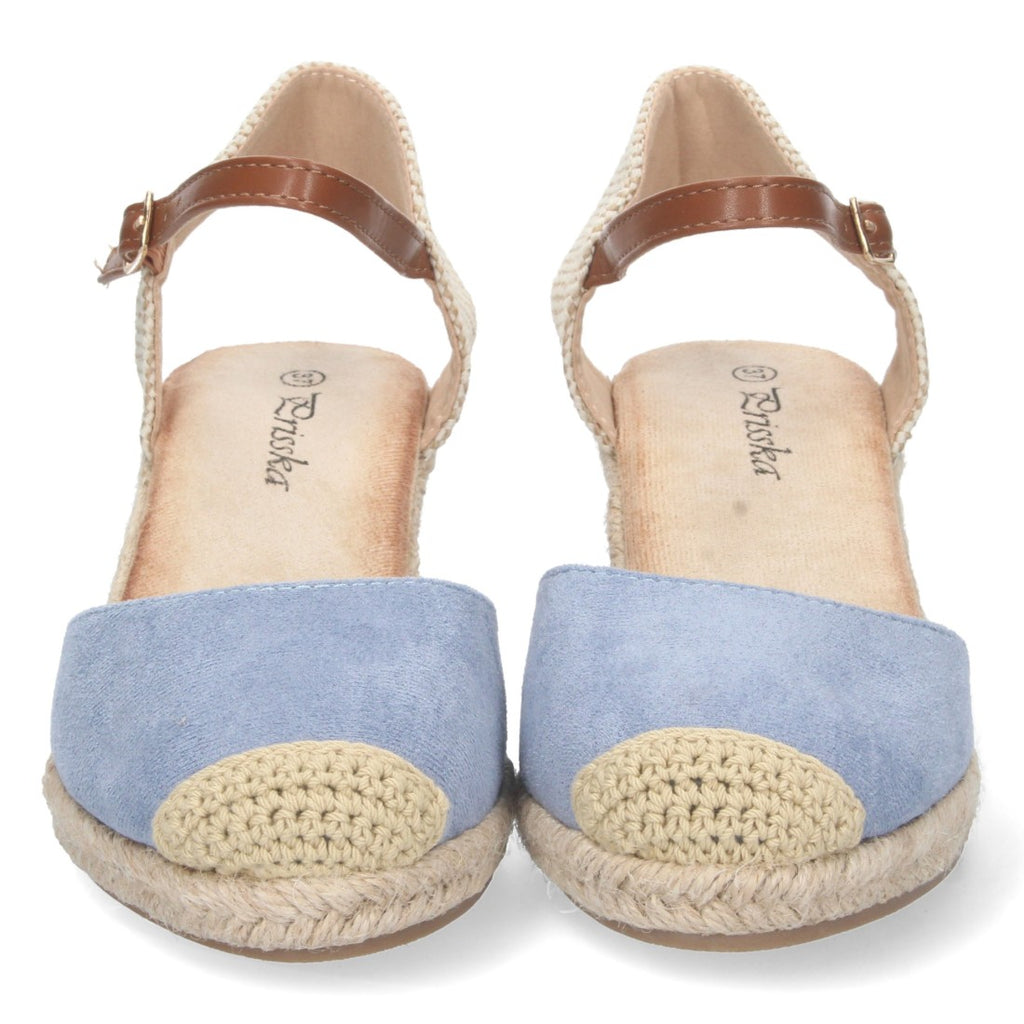 Sandalias Azules Mujer Cuña Yute Valenciana Pala Cerrada