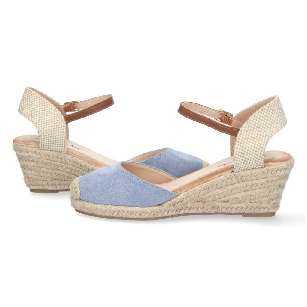 Sandalias Azules Mujer Cuña Yute Valenciana Pala Cerrada