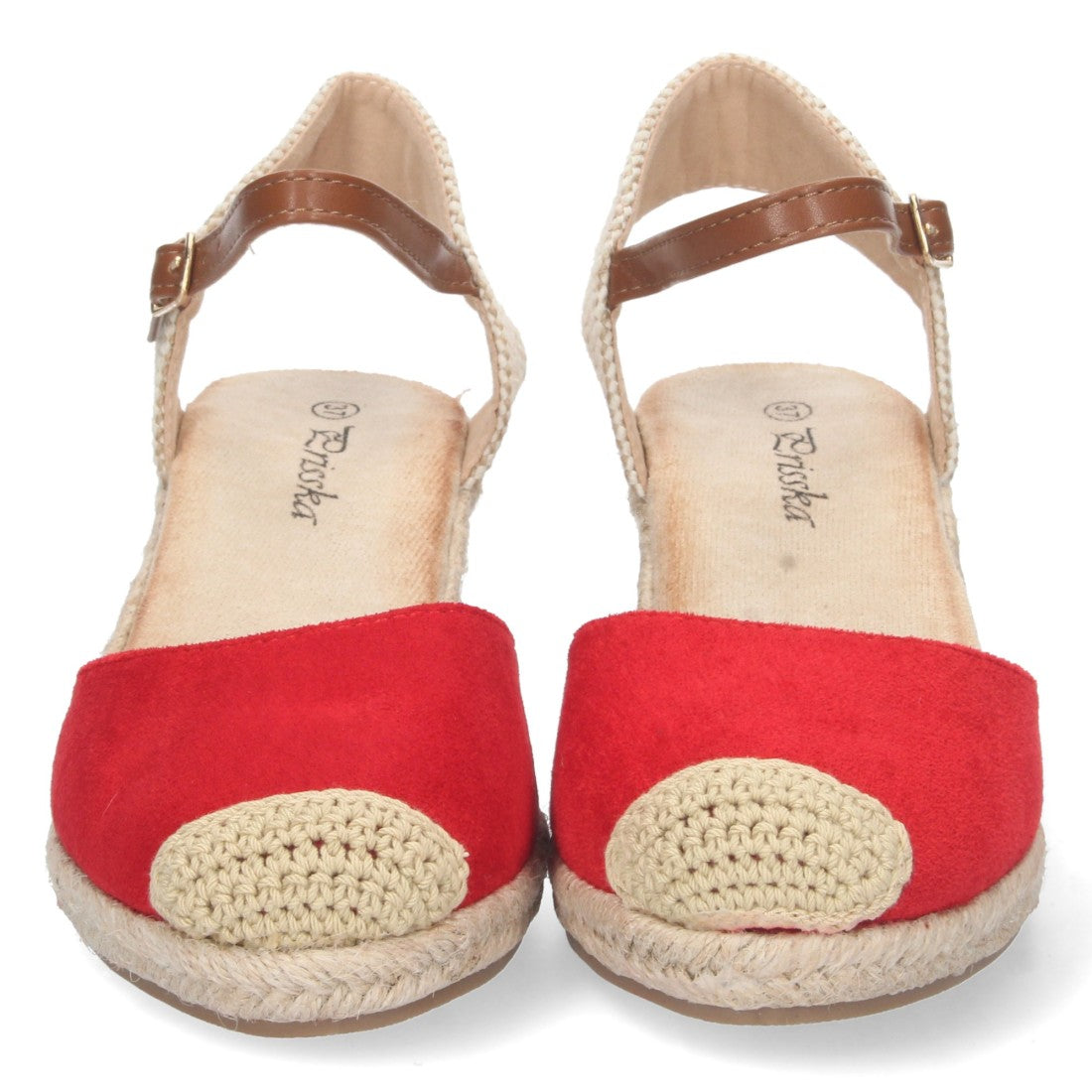 Sandalias Rojas Mujer Cuña Yute Valenciana Pala Cerrada