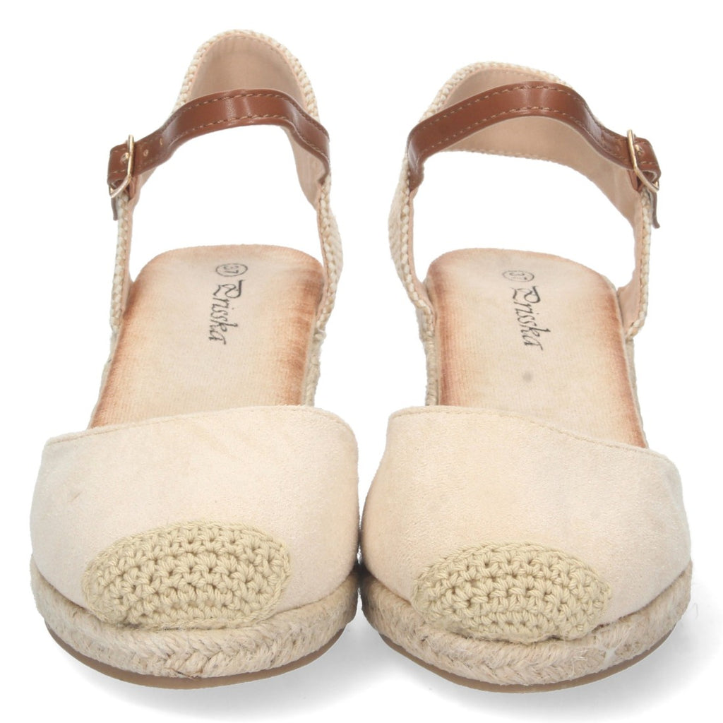 Sandalias Beige Mujer Cuña Yute Valenciana Pala Cerrada