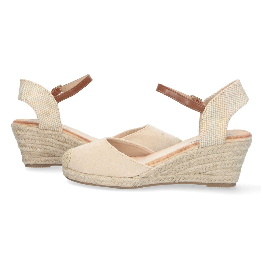 Sandalias Beige Mujer Cuña Yute Valenciana Pala Cerrada