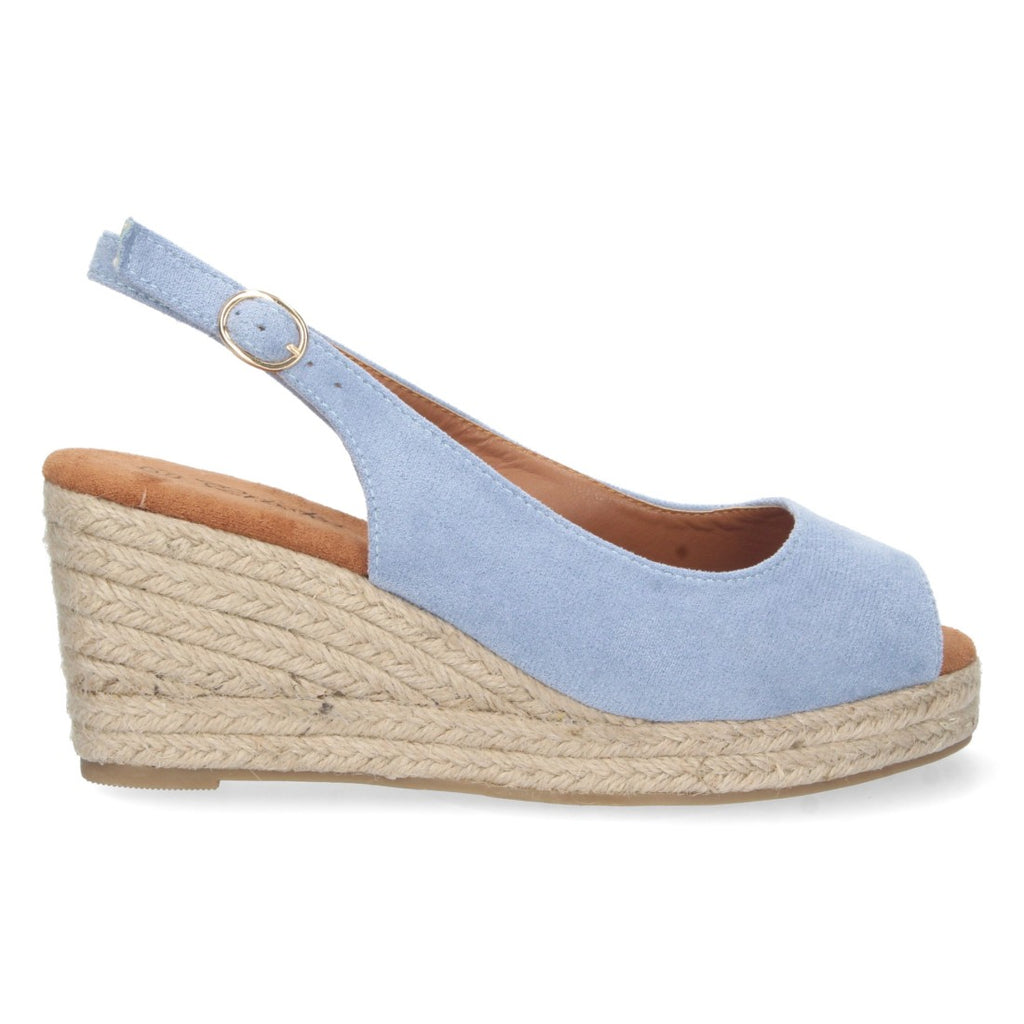 Sandalias Azules Mujer Cuña Yute Punta Abierta Elegantes