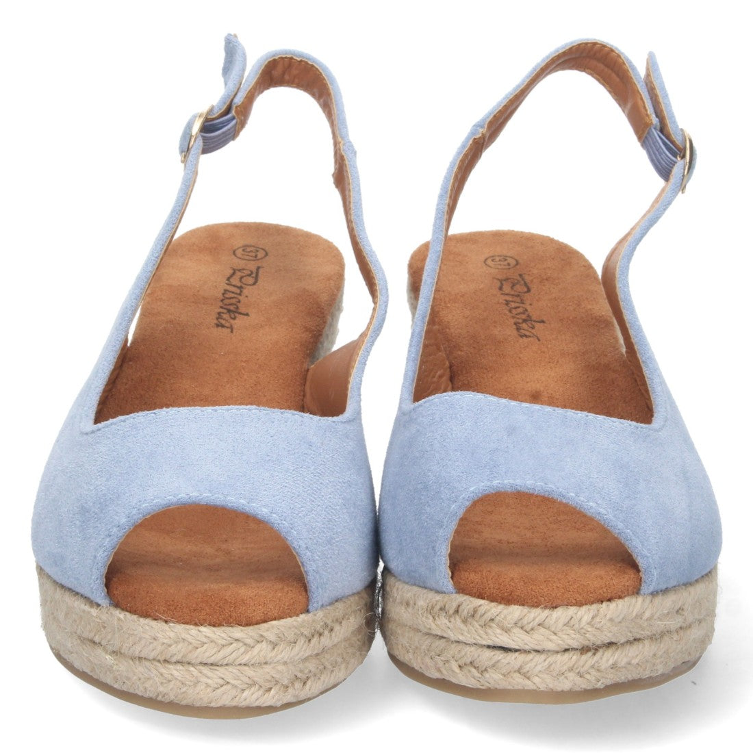 Sandalias Azules Mujer Cuña Yute Punta Abierta Elegantes