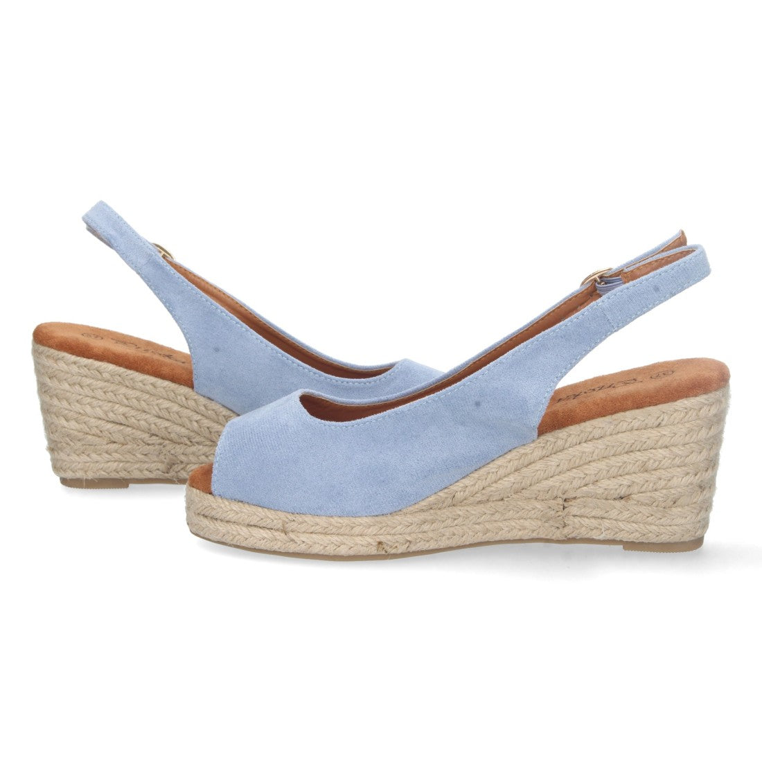 Sandalias Azules Mujer Cuña Yute Punta Abierta Elegantes