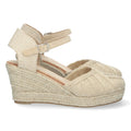 Sandalias Beige Mujer Cuña Yute Rafia Pala Cerrada Cómodas