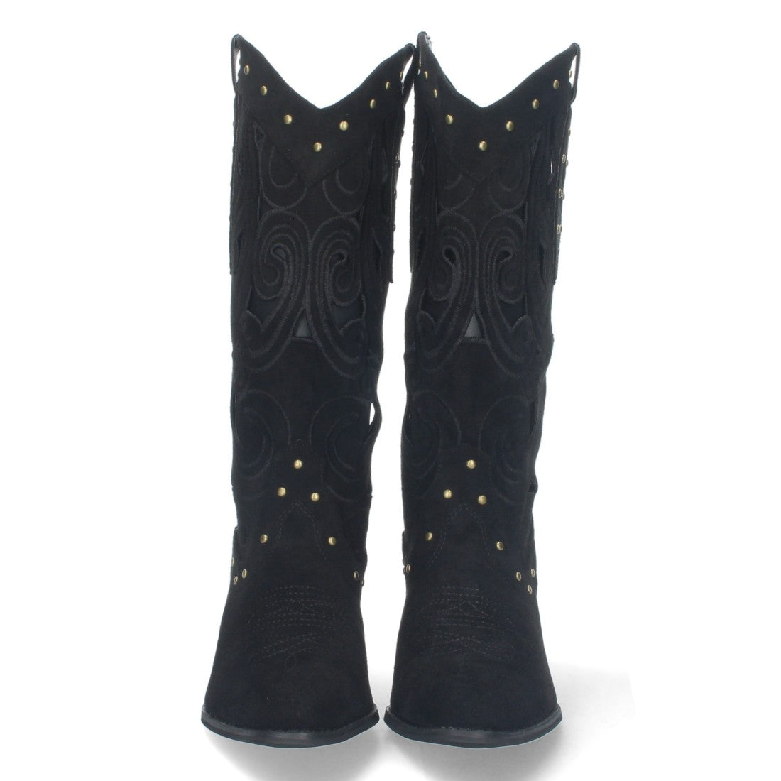 Botas con Tacón, Calados y Tachuelas - Negro