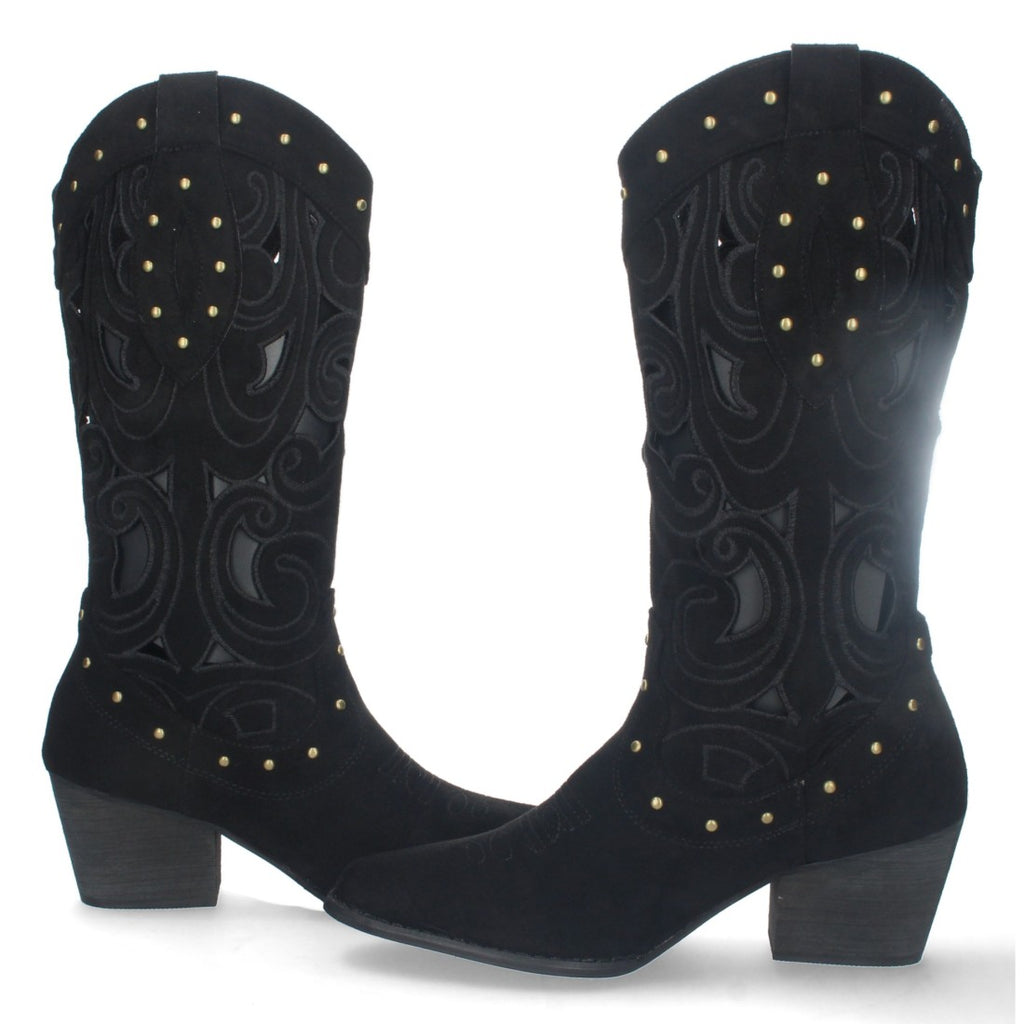 Botas con Tacón, Calados y Tachuelas - Negro