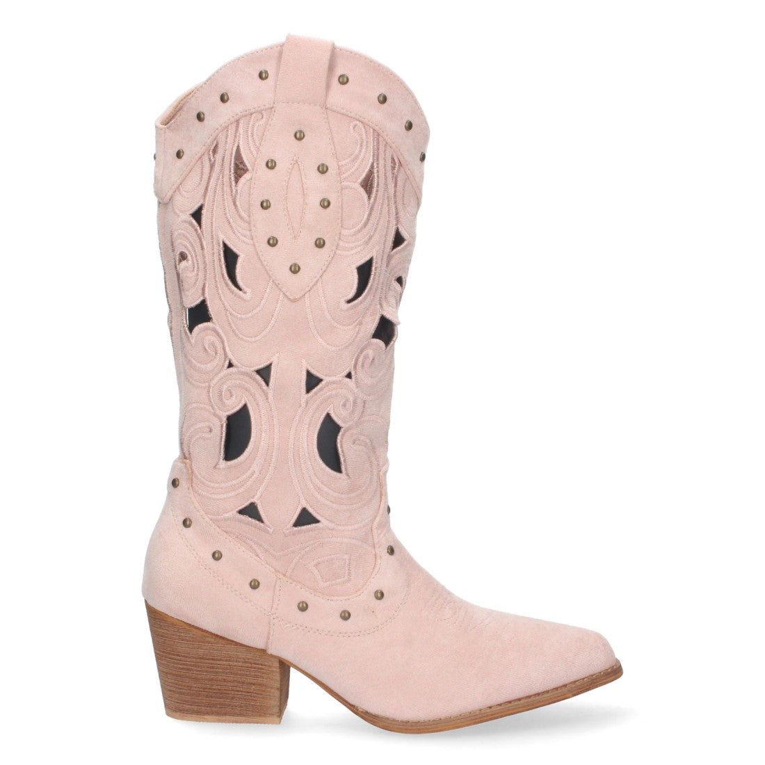 Botas con Tacón, Calados y Tachuelas - Rosa