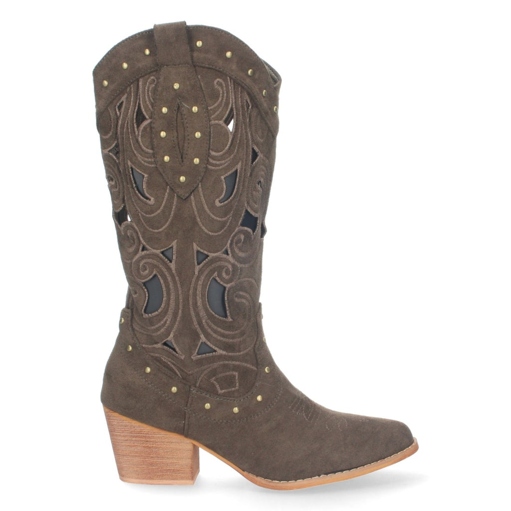Botas con Tacón, Calados y Tachuelas - Verde