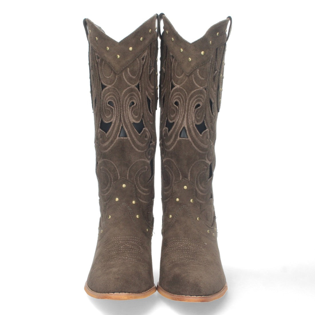 Botas con Tacón, Calados y Tachuelas - Verde