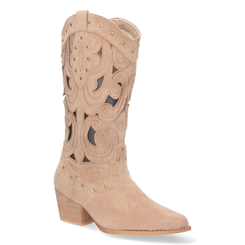 Botas con Tacón, Calados y Tachuelas - Marrón