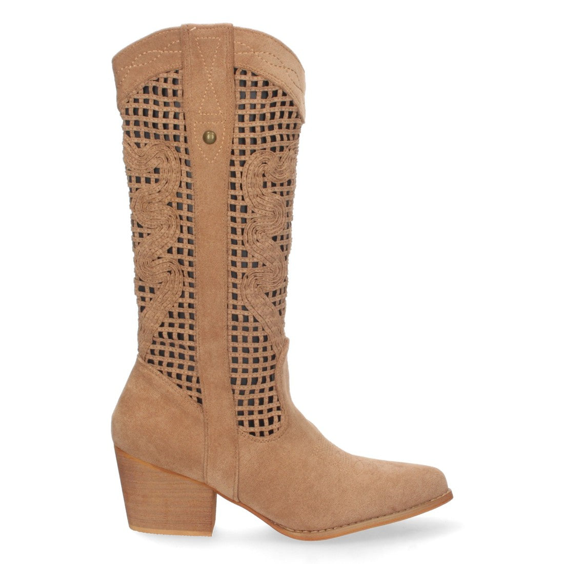 Botas con Tacón y Calados Decorativos - Marrón