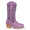 Botas con Tacón y Calados Decorativos - Lila