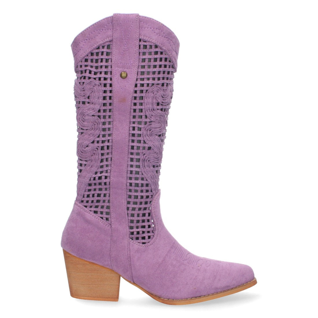 Botas con Tacón y Calados Decorativos - Lila