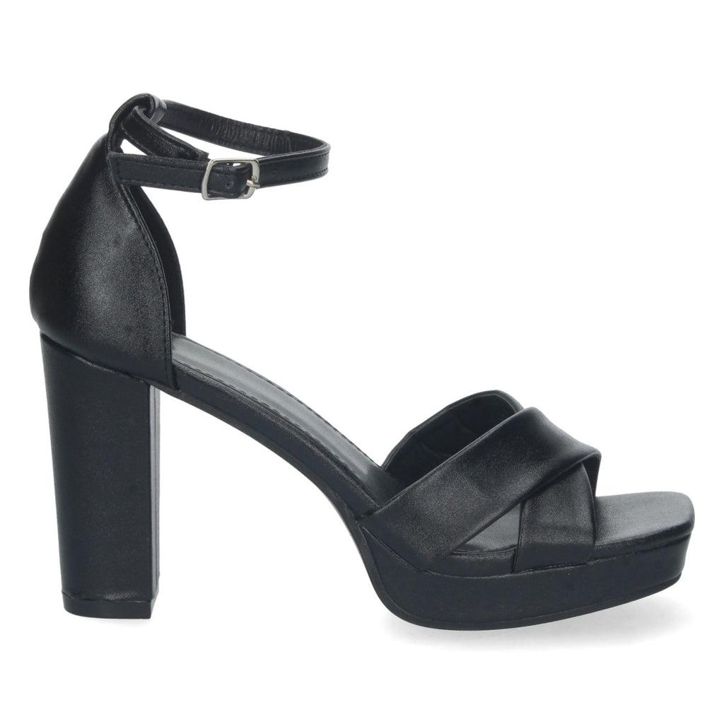 Sandalias Negras Tacón Elegantes Cómodas Fiesta Bodas