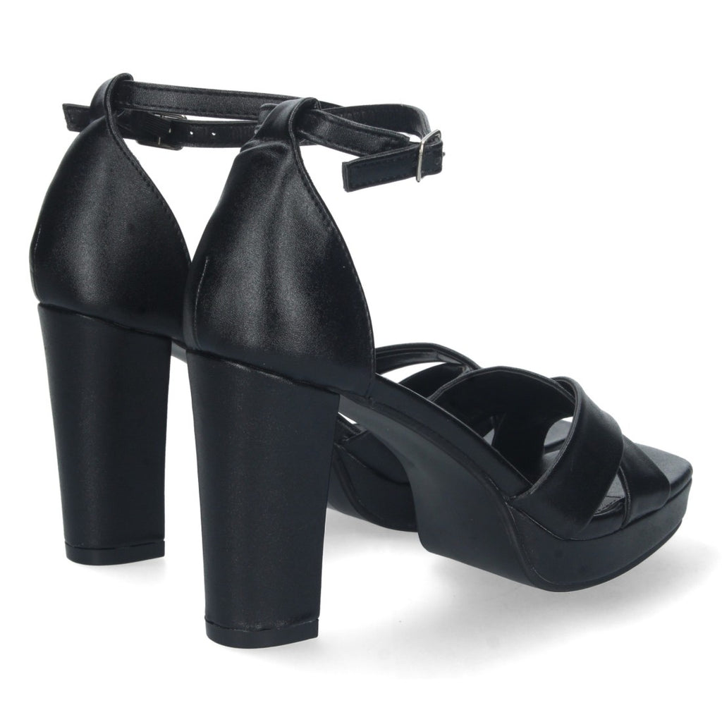 Sandalias Negras Tacón Elegantes Cómodas Fiesta Bodas