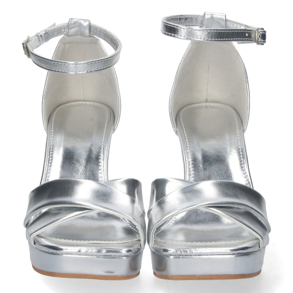 Sandalias Plata Tacón Elegantes Cómodas Fiesta Bodas