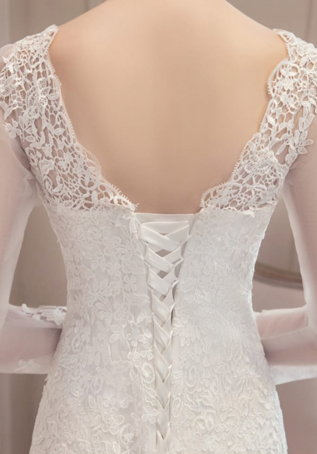 PRE-RESERVA - Vestido de Novia Fernanda - Sirena Manga Transparente Encaje