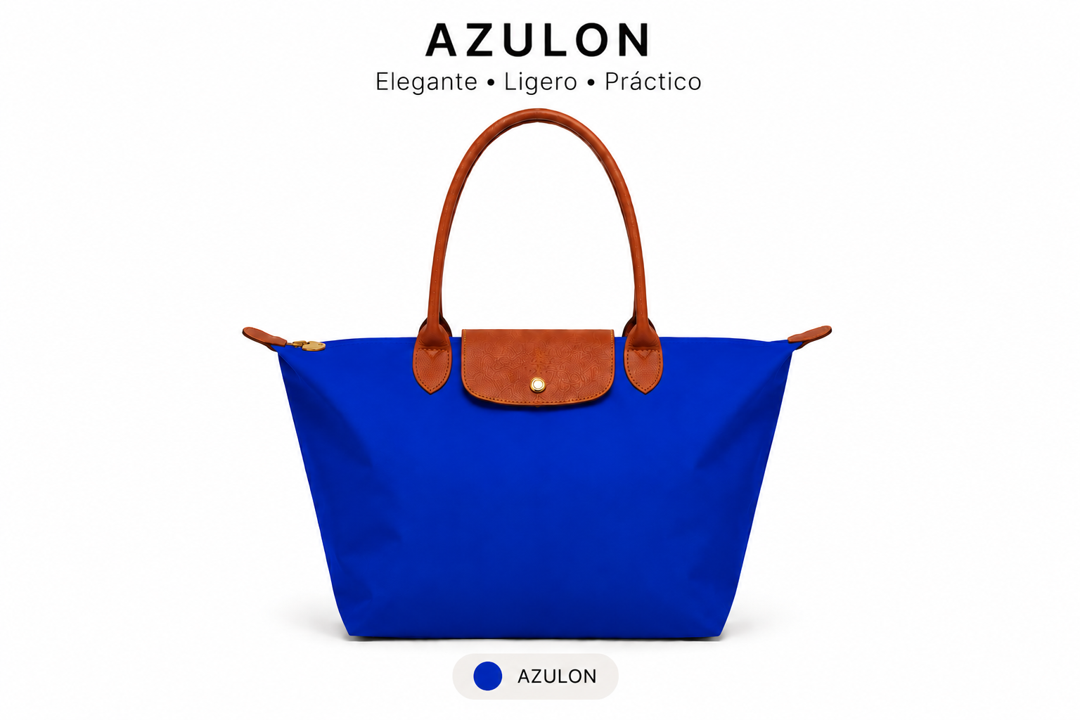 Bolso Shopper de Nylon con Asas de Piel