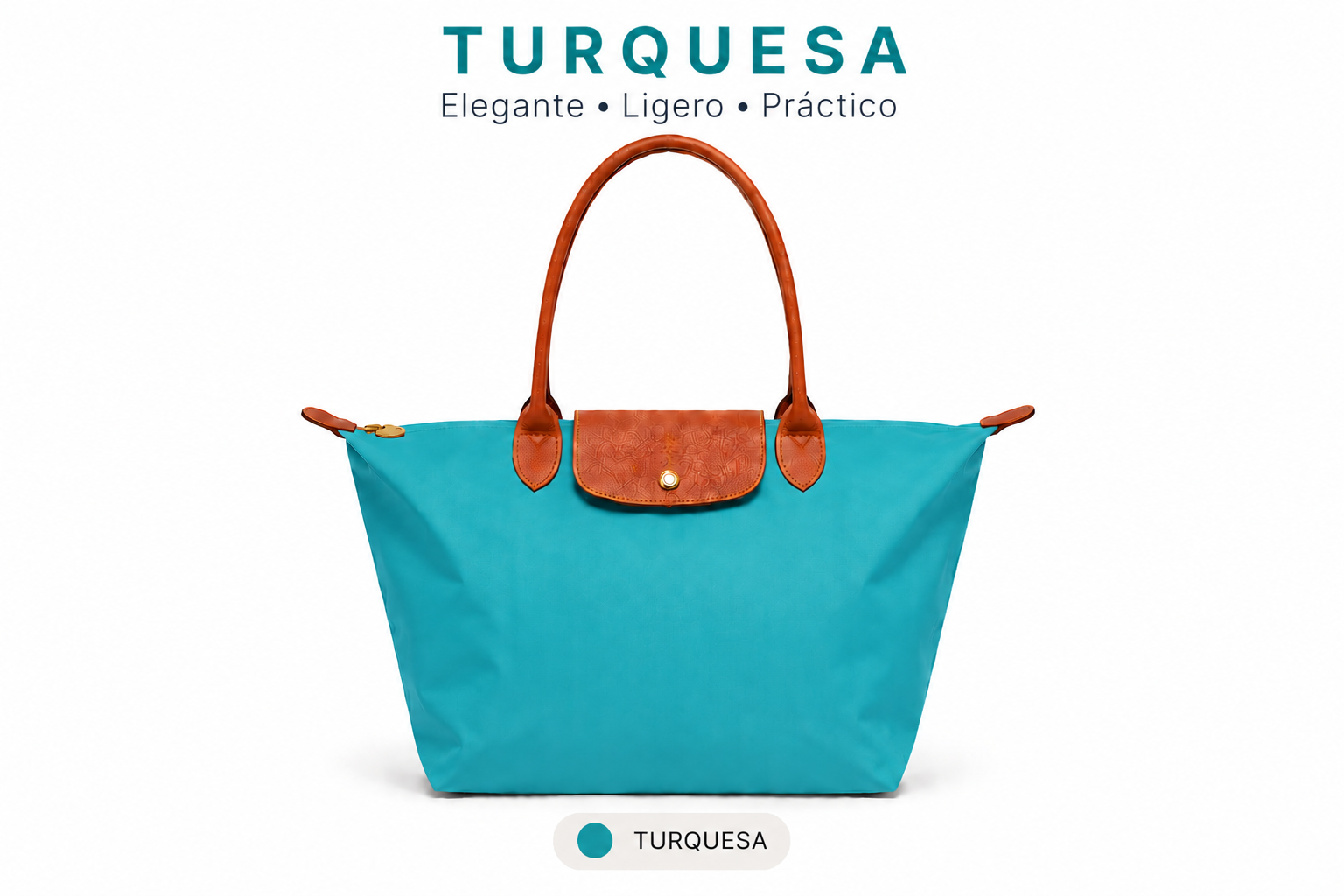 Bolso Shopper de Nylon con Asas de Piel