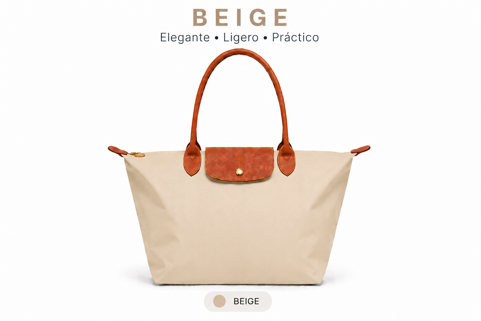 Bolso Shopper de Nylon con Asas de Piel