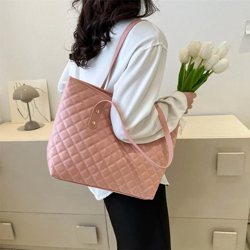 Large Capacity Embroidery Bag New Trendy Simple Scarf Tote Bag Hot Selling One Shoulder Bucket Bag Bags for Women
