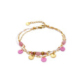Pulsera con Cuarzo Rosa acabado oro 18k - Omlia